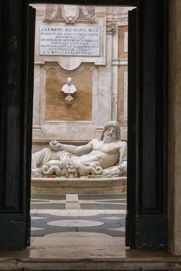 The antique statue of neptune at the Capitoline Museums in Rome