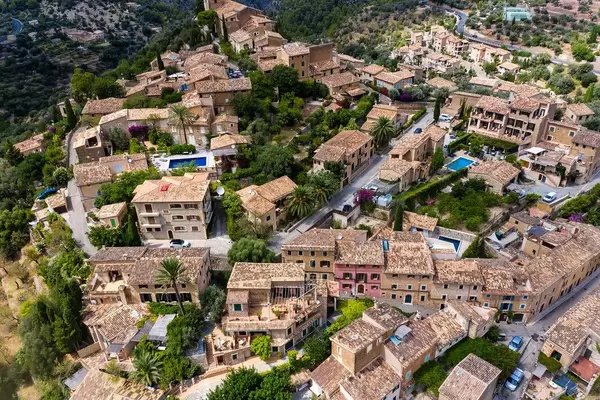 The beautiful houses of Deià seen from the air. Robert Graves made this village his home