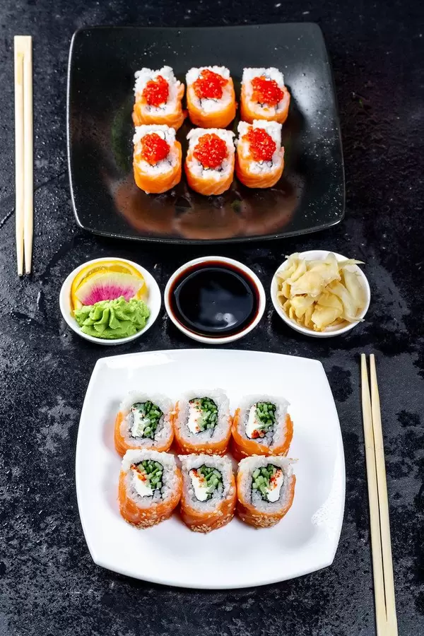 The concept of dinner for two persons with Chinese food