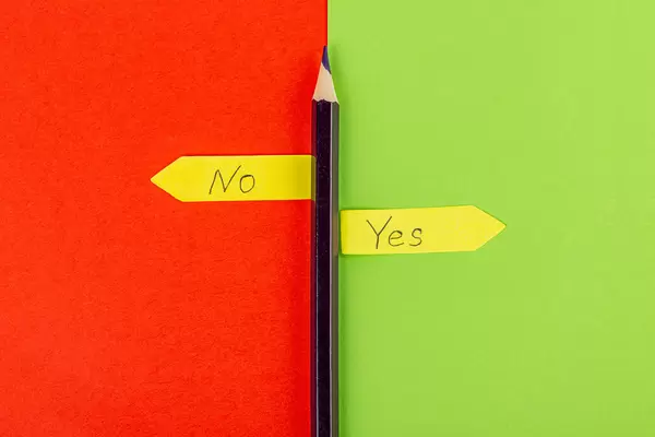 The concept of making a decision, choosing between yes or no