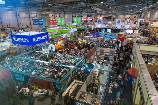 The largest consumer fair for gaming in the world: SPIEL 19 in Essen, Germany, seen from above