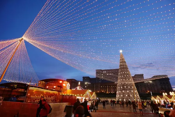 The Palace of Parliament and Christmas tree at Bucharest Christmas market (Flip 2019)