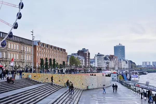 The Rheinuferpromenade along the Rhine waterfront