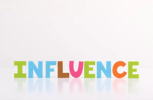 The word Influence on white background