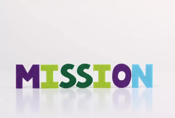 The word Mission on white background