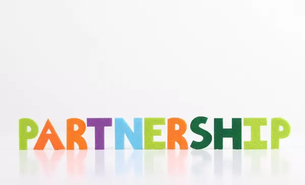 The word Partnership on white background