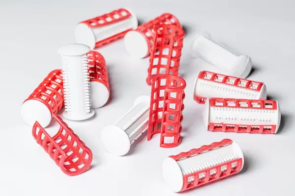 Thermal curlers on a white background