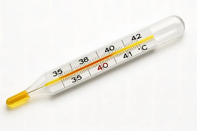 Thermometer zeigt extreme Hitze über 40°C