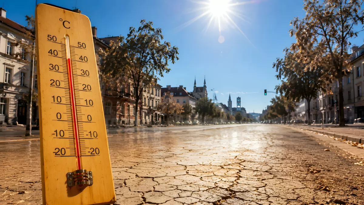 Temperaturanomalien: Thermometer zeigt Hitzewelle in europäischer Stadt