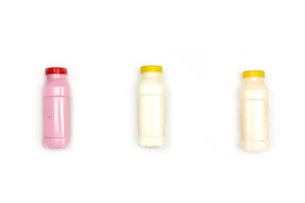 Three bottles of homemade sugar-free yogurts