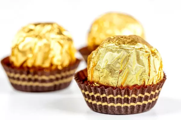 Three chocolates candy in a package