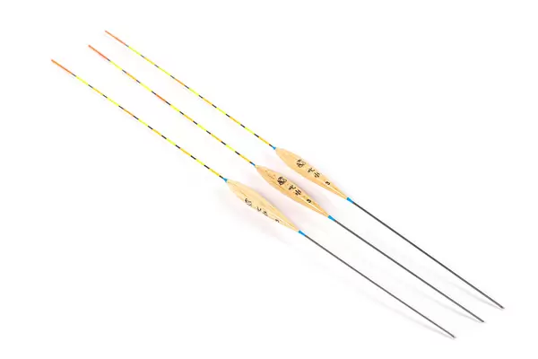 Three floats on a white background