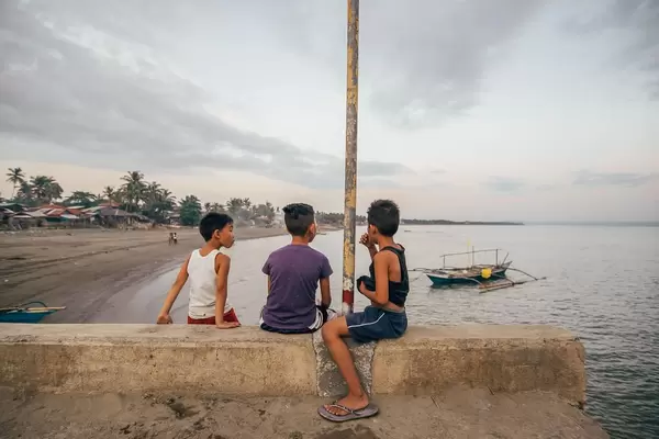 Three kids enjoying the view, Iloilo