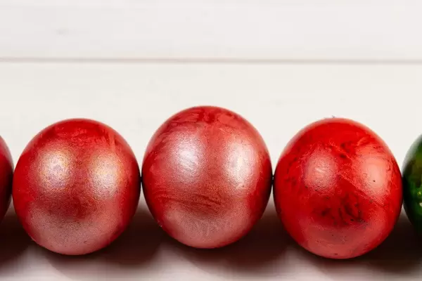 Three Red Colored Easter Eggs