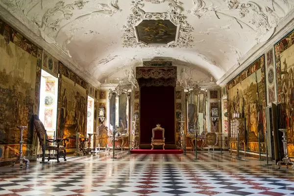 Throne in a royal ball room in Denmark