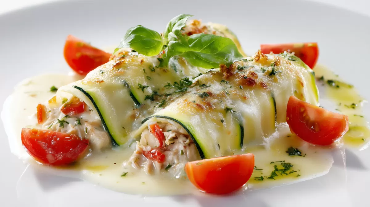 Thunfisch Cannelloni mit Zucchini und Käsesoße
