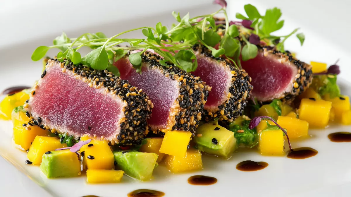 Thunfisch Tataki mit Mango und Sesam-Kruste