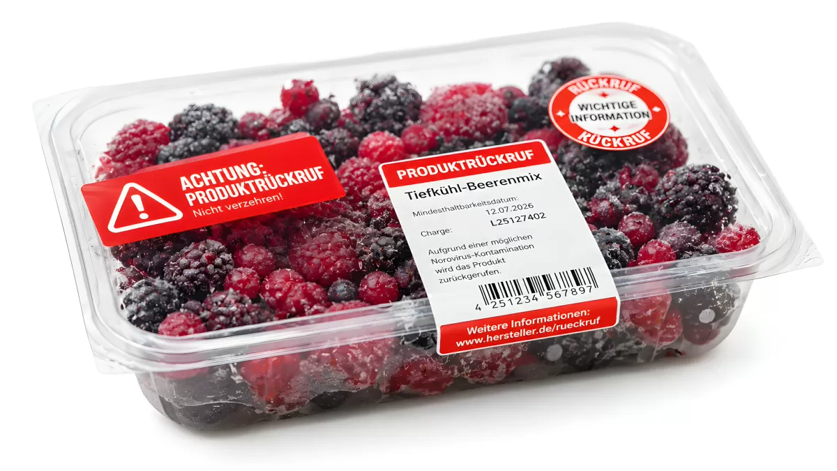 Tiefkühl-Beerenmix mit Produktrückruf-Warnung