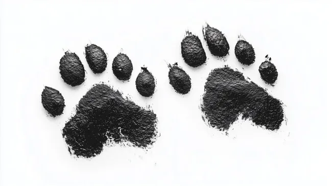 Tierspuren im Schnee: Elegante schwarze Hundepfoten