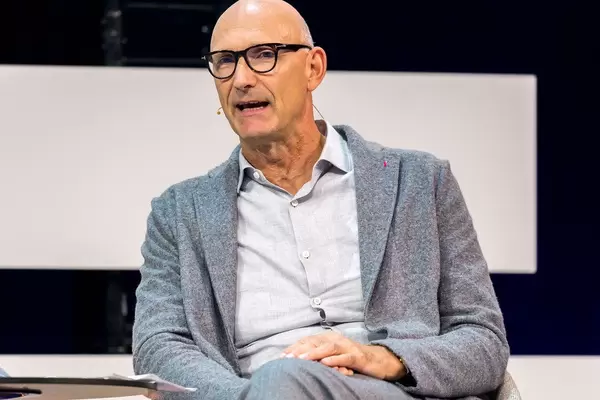 Tim Höttges, CEO of Deutsche Telekom speaks on stage