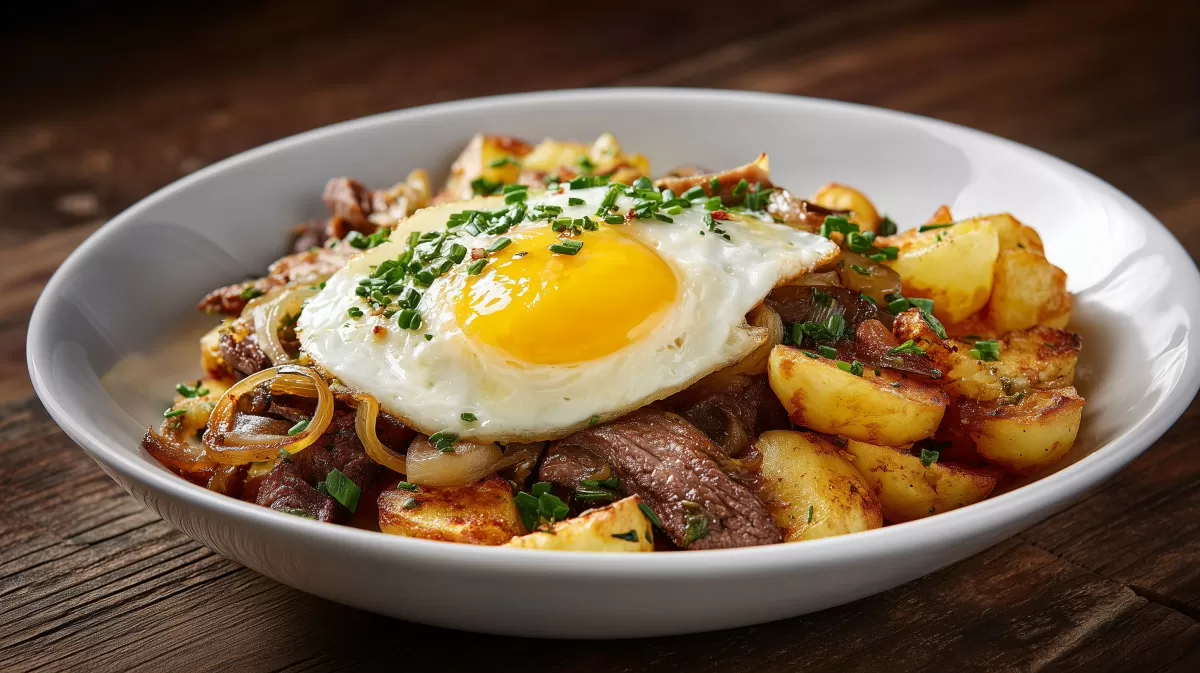 Tiroler Gröstl mit Spiegelei und Bratkartoffeln