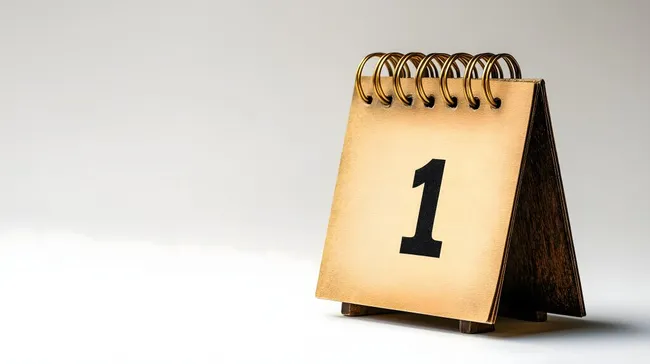 Tischkalender mit Nummer 1 für Neujahr