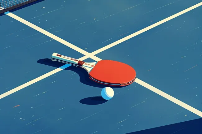 Tischtennis-Ausrüstung auf Sportplatz-Boden