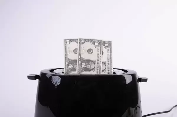 Toaster baking dollars