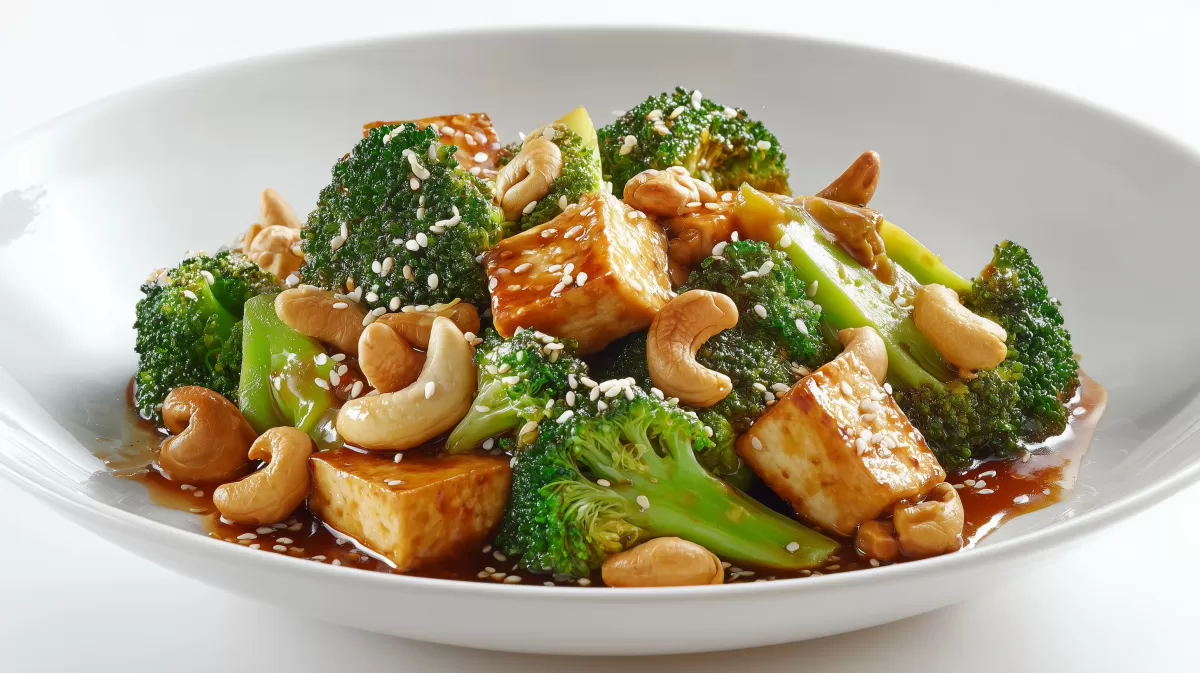 Tofu Brokkoli Pfanne mit Cashewkernen und Soße