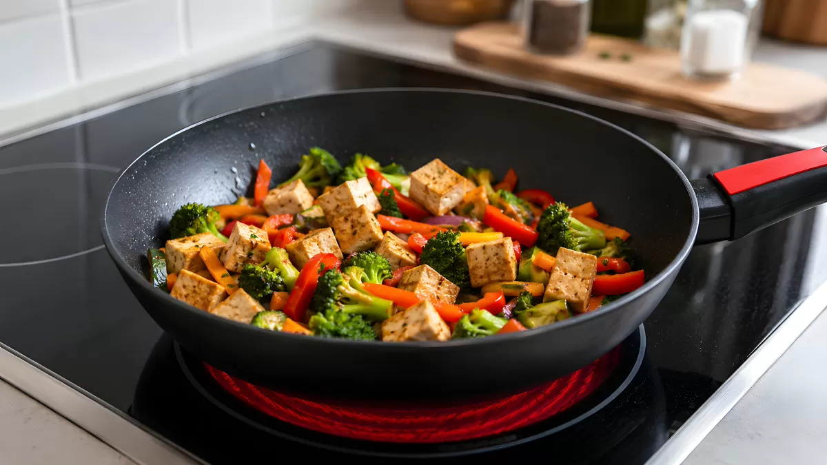 Tofu-Gemüse-Pfanne mit Brokkoli und Paprika