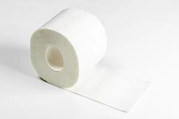 Toilet paper roll on white background