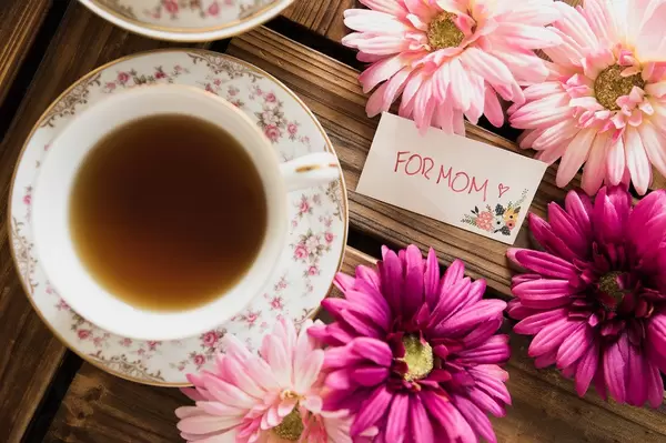 Top-down of a cup of tee FOR MOM