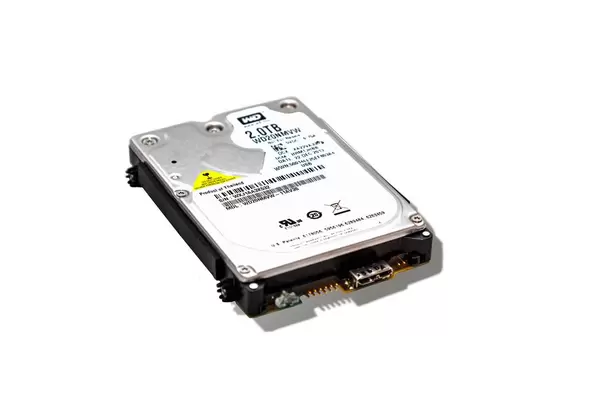 Top of HDD drive on white background
