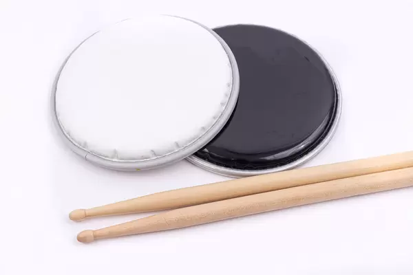 Top of the Snare Drum called Butter Head with Drumsticks