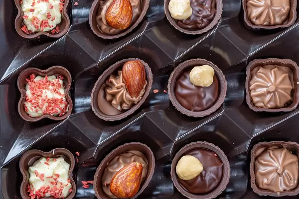 Top view assorted chocolate candy