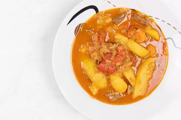 Top view Beef Stew in the plate