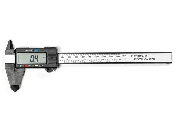 Top view, electronic vernier caliper on white