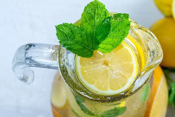 Top view jug with fresh lemonade (Flip 2019)