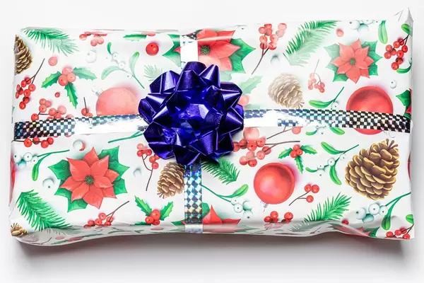 Top view of a Christmas gift on a white background (Flip 2020)