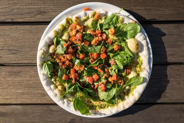 Top view of a Pizza Vegitalia. Vegan Pizza