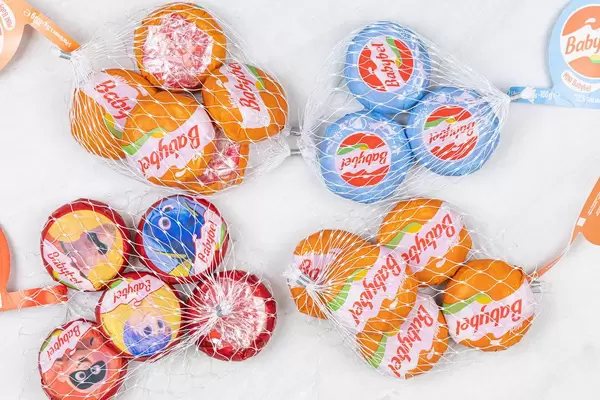 Top view of Babybel small cheese packed in small packages