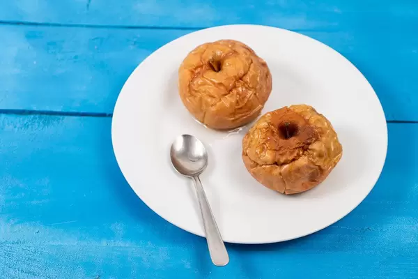 Top view of Baked Apples served on the plate