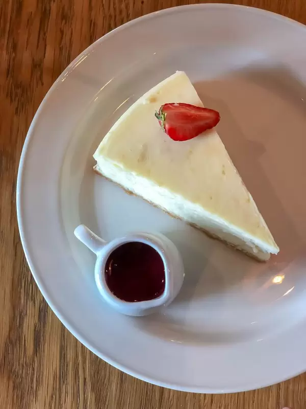 Top view of cheese cake at a restaurant in Saint Petersburg