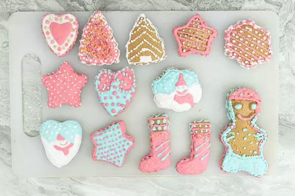 Top view of Colorful Christmas Cookies
