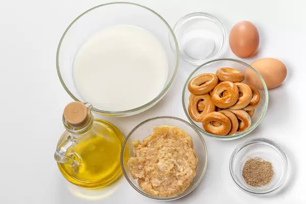 Top view of cooking ingredients on white background (Flip 2019)