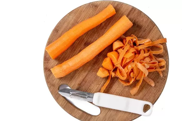 Top view of Fresh Carrot on the wooden board