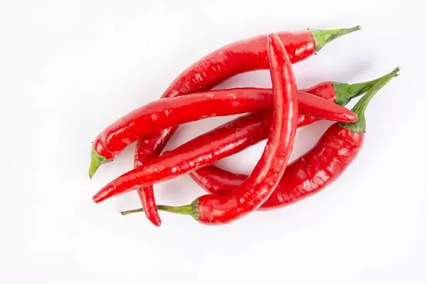 Top view of Fresh Red Hot Chilli Peppers