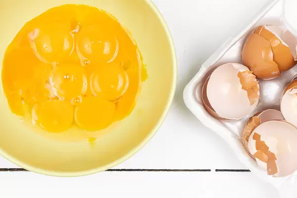 Top view of raw Egg mixture in the bowl