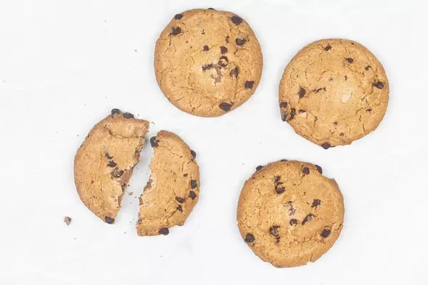 Top view of Round Chocolate Cookies on the table