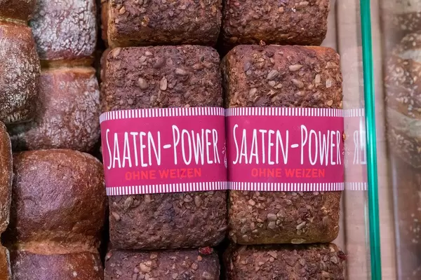 Top view of seed power bread without wheat from the bakery